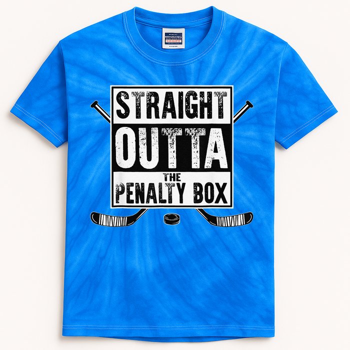 Hockey Vintage Straight Outta The Penalty Box Kids Tie-Dye T-Shirt