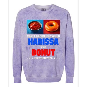 Harris Vs Trump CanT Decide Between Harissa And Donut Funny Colorblast Crewneck Sweatshirt