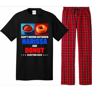 Harris Vs Trump CanT Decide Between Harissa And Donut Funny Pajama Set