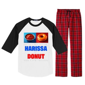 Harris Vs Trump CanT Decide Between Harissa And Donut Funny Raglan Sleeve Pajama Set