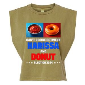 Harris Vs Trump CanT Decide Between Harissa And Donut Funny Garment-Dyed Women's Muscle Tee