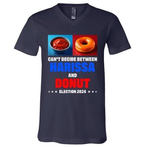 Harris Vs Trump CanT Decide Between Harissa And Donut Funny V-Neck T-Shirt