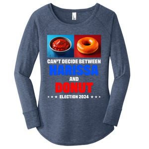 Harris Vs Trump CanT Decide Between Harissa And Donut Funny Women's Perfect Tri Tunic Long Sleeve Shirt