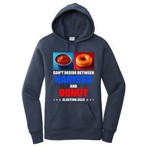 Harris Vs Trump CanT Decide Between Harissa And Donut Funny Women's Pullover Hoodie