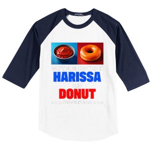 Harris Vs Trump CanT Decide Between Harissa And Donut Funny Baseball Sleeve Shirt