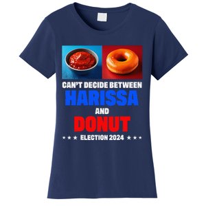 Harris Vs Trump CanT Decide Between Harissa And Donut Funny Women's T-Shirt