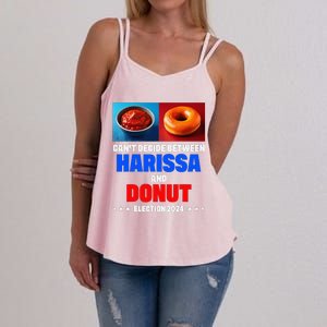 Harris Vs Trump CanT Decide Between Harissa And Donut Funny Women's Strappy Tank