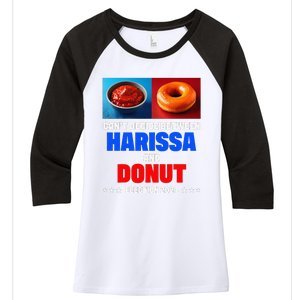 Harris Vs Trump CanT Decide Between Harissa And Donut Funny Women's Tri-Blend 3/4-Sleeve Raglan Shirt