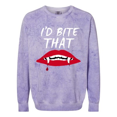 Halloween Vampire Teeth Bite That Bite Me Vampire Blood Cool Gift Colorblast Crewneck Sweatshirt