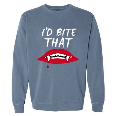 Halloween Vampire Teeth Bite That Bite Me Vampire Blood Cool Gift Garment-Dyed Sweatshirt