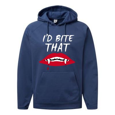 Halloween Vampire Teeth Bite That Bite Me Vampire Blood Cool Gift Performance Fleece Hoodie