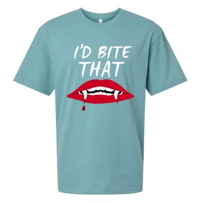 Halloween Vampire Teeth Bite That Bite Me Vampire Blood Cool Gift Sueded Cloud Jersey T-Shirt