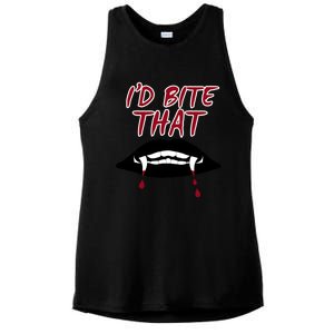 Halloween Vampire Teeth Bitethat Bite Me Vampire Blood Gift Ladies PosiCharge Tri-Blend Wicking Tank