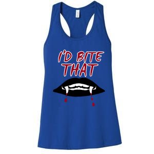 Halloween Vampire Teeth Bitethat Bite Me Vampire Blood Gift Women's Racerback Tank