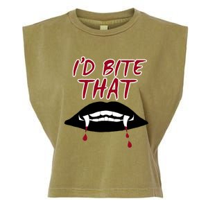 Halloween Vampire Teeth Bitethat Bite Me Vampire Blood Gift Garment-Dyed Women's Muscle Tee