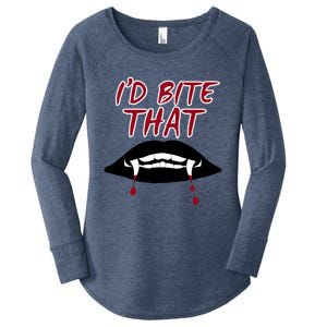 Halloween Vampire Teeth Bitethat Bite Me Vampire Blood Gift Women's Perfect Tri Tunic Long Sleeve Shirt