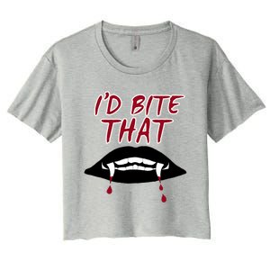 Halloween Vampire Teeth Bitethat Bite Me Vampire Blood Gift Women's Crop Top Tee