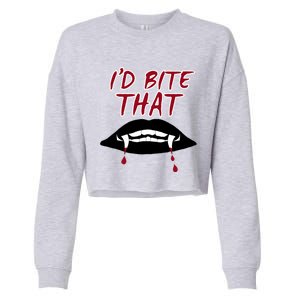 Halloween Vampire Teeth Bitethat Bite Me Vampire Blood Gift Cropped Pullover Crew