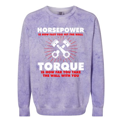 Horsepower Vs Torque Diesel Car Mechanic Funny Gift Colorblast Crewneck Sweatshirt