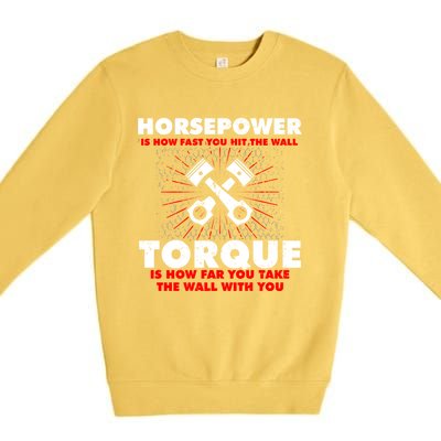 Horsepower Vs Torque Diesel Car Mechanic Funny Gift Premium Crewneck Sweatshirt