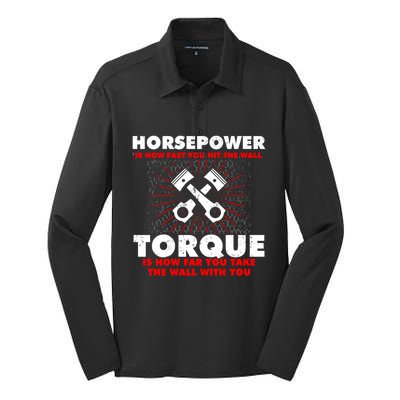 Horsepower Vs Torque Diesel Car Mechanic Funny Gift Silk Touch Performance Long Sleeve Polo