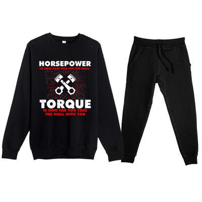 Horsepower Vs Torque Diesel Car Mechanic Funny Gift Premium Crewneck Sweatsuit Set