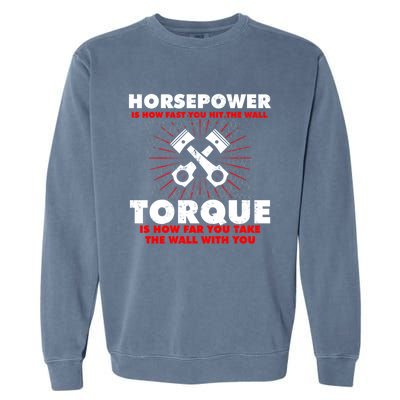 Horsepower Vs Torque Diesel Car Mechanic Funny Gift Garment-Dyed Sweatshirt