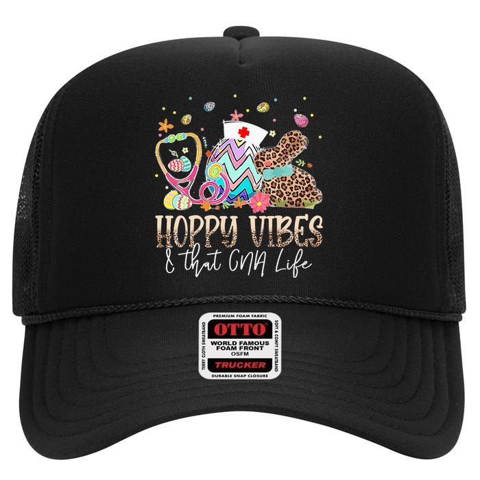 Hoppy Vibes & That CNA Life Easter Day Bunny High Crown Mesh Back Trucker Hat