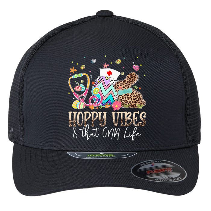 Hoppy Vibes & That CNA Life Easter Day Bunny Flexfit Unipanel Trucker Cap