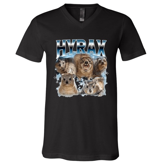 Hyrax Vintage Ugly Funny Meme Retro Animal V-Neck T-Shirt