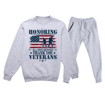 Honoring Veterans Us Premium Crewneck Sweatsuit Set