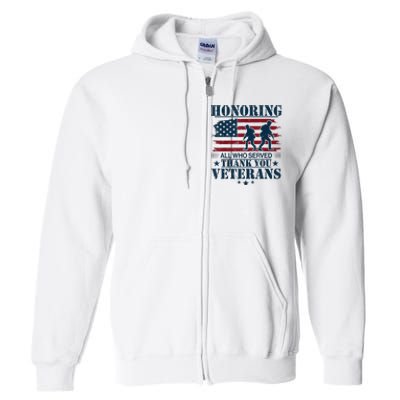 Honoring Veterans Us Full Zip Hoodie