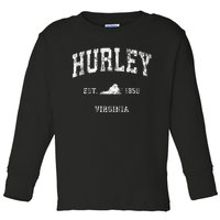 Hurley Virginia VA Vintage Athletic Sports Toddler Long Sleeve Shirt