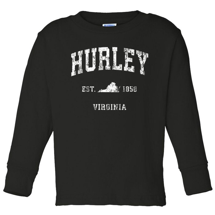 Hurley Virginia VA Vintage Athletic Sports Toddler Long Sleeve Shirt