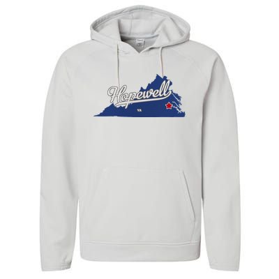 Hopewell Virginia Va Map Performance Fleece Hoodie