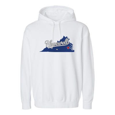 Hopewell Virginia Va Map Garment-Dyed Fleece Hoodie