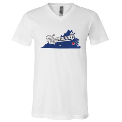 Hopewell Virginia Va Map V-Neck T-Shirt