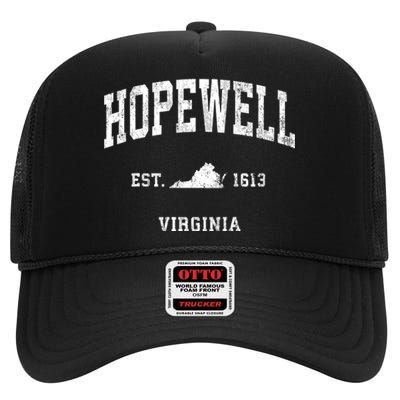 Hopewell Virginia Va Vintage Athletic High Crown Mesh Back Trucker Hat