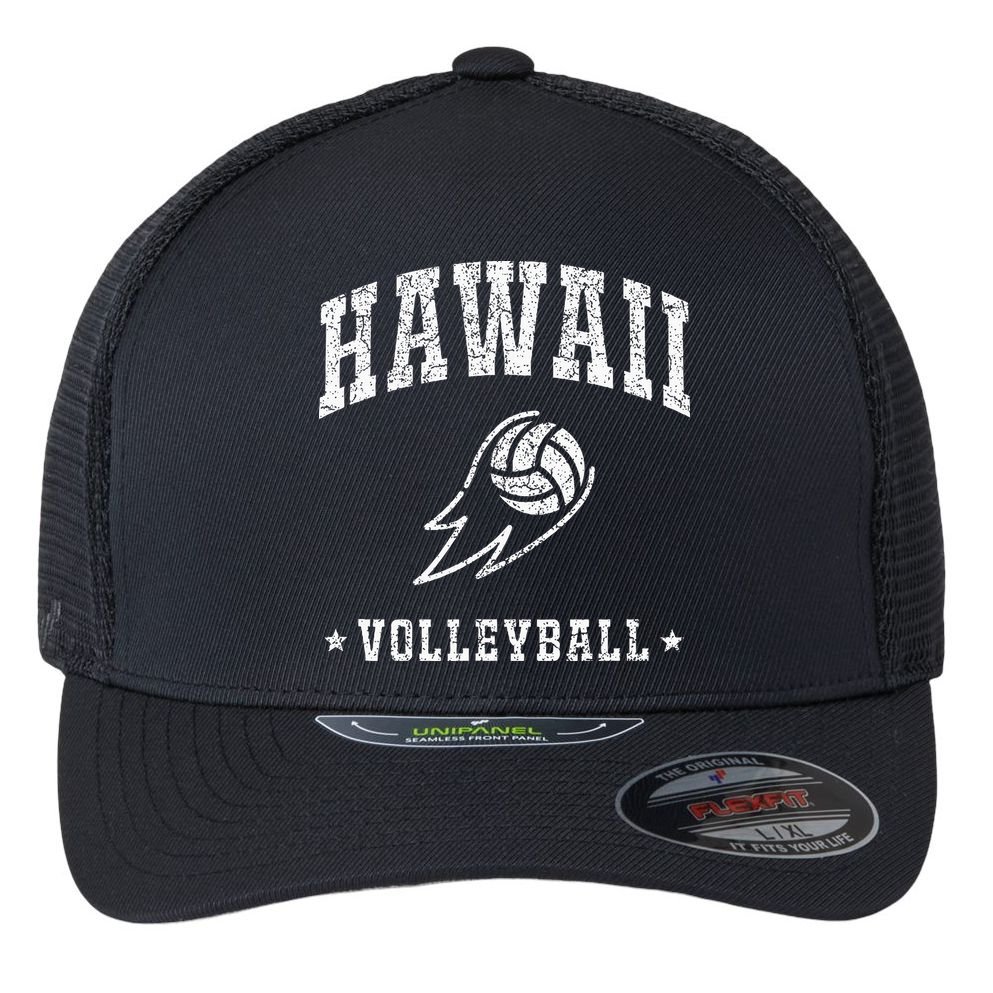 Hawaii Volleyball Vintage Volleyball Lover Flexfit Unipanel Trucker Cap
