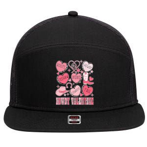 Howdy Valentine Western Valentines Cowgirl 7 Panel Mesh Trucker Snapback Hat