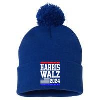 Harris Vp Walz Election Dnc Democrats Presidential Funny Gift Pom Pom 12in Knit Beanie