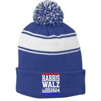 Harris Vp Walz Election Dnc Democrats Presidential Funny Gift Stripe Pom Pom Beanie