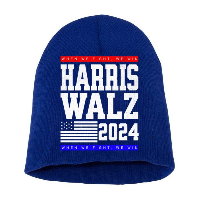 Harris Vp Walz Election Dnc Democrats Presidential Funny Gift Short Acrylic Beanie