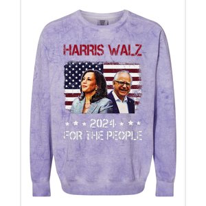 Harris Walz 2024 President American Flag Kamala Harris Waltz Colorblast Crewneck Sweatshirt