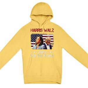 Harris Walz 2024 President American Flag Kamala Harris Waltz Premium Pullover Hoodie