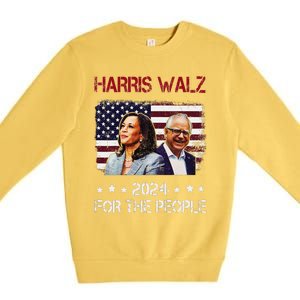 Harris Walz 2024 President American Flag Kamala Harris Waltz Premium Crewneck Sweatshirt