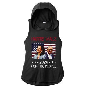 Harris Walz 2024 President American Flag Kamala Harris Waltz Ladies PosiCharge Tri-Blend Wicking Draft Hoodie Tank