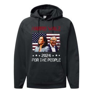 Harris Walz 2024 President American Flag Kamala Harris Waltz Performance Fleece Hoodie