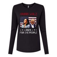 Harris Walz 2024 President American Flag Kamala Harris Waltz Womens Cotton Relaxed Long Sleeve T-Shirt