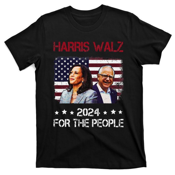 Harris Walz 2024 President American Flag Kamala Harris Waltz T-Shirt